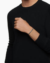 Curb Chain Bracelet in Sterling Silver with Black Diamonds, 6mm